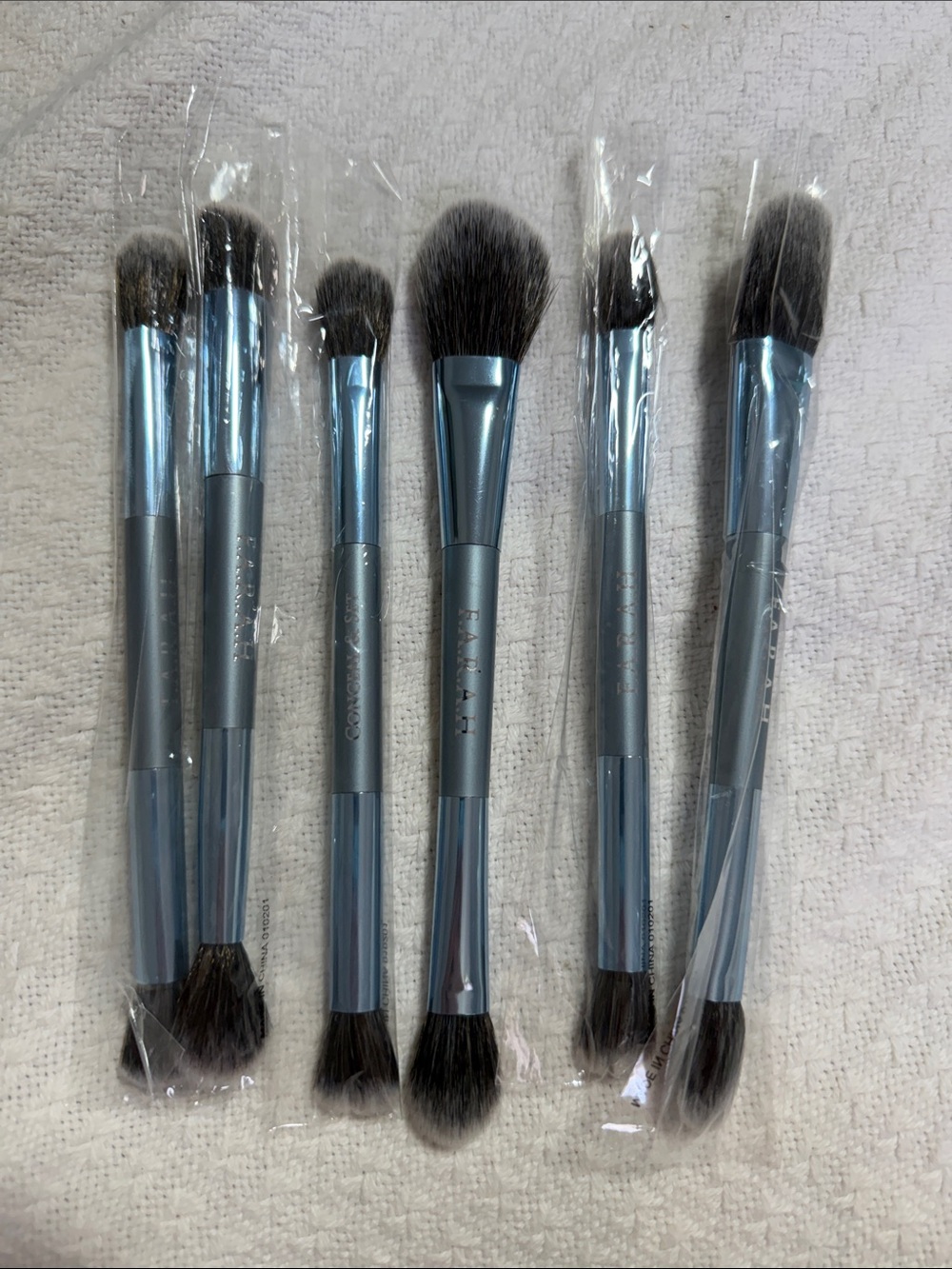 Blue Dual-Ended Face & Eye Brush Set for Women Makeup